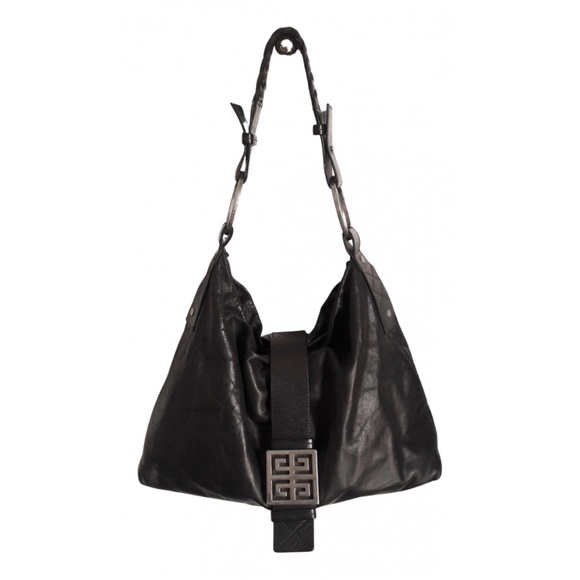Givenchy Black Leather Distressed Hobo Bag Handbag with Silver Hardware - Picture 1 of 6